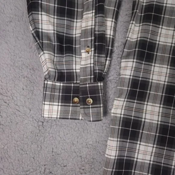 Jos A Bank Traveler Button Down Shirt Mens Large Olive Green Plaid Long Sleeve - Picture 3 of 15